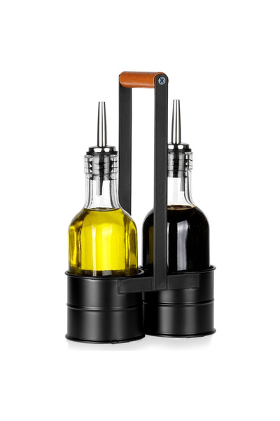 Vilde Sticle de sticlă pentru ulei de măsline și oțet, în suport, 2x150 ml, 3...