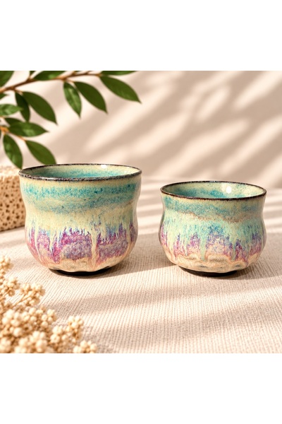 Ranowa Ceramic Ranowa El Yapımı Stoneware Kulpsuz Kupa Seti 2’li – 160 ml & 1...