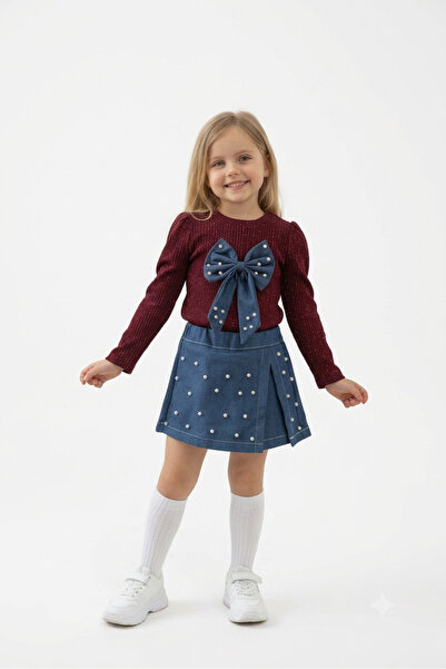 mb kids Girl's 2-Piece Set with Pearl Skirt and Sweater