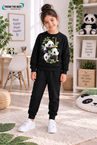 TREND THE BEST Trendin En İyisi Winter Unisex Black Tracksuit, Black Sweat To...
