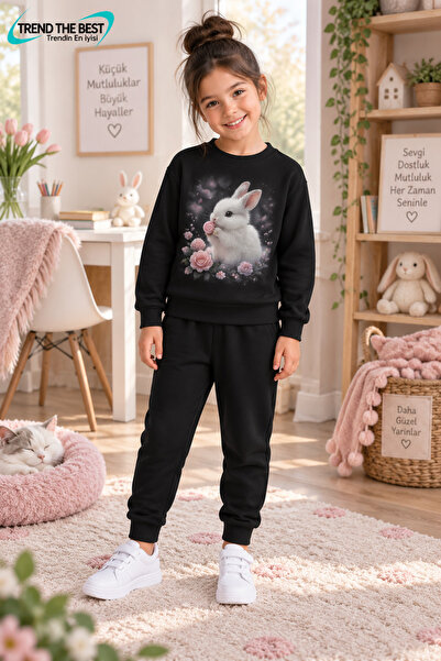 TREND THE BEST Trendin En İyisi Winter Unisex Black Tracksuit, Black Sweat To...