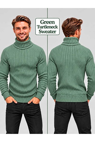 Daniel Lucci Men's Plus-Size Loose-Fit Turtleneck High-Neck Sweater