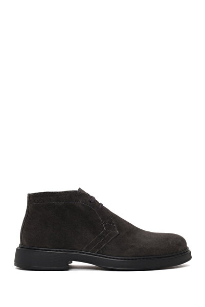 Derimod Men's Gray Lace-Up Suede Leather Casual Boots Wm660006Ds