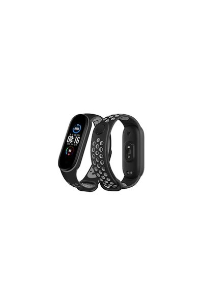 Toptan Bulurum Xiaomi Mi Band 6 Sport Perforated Cord - Black-Grey
