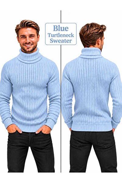 Daniel Lucci Men's Plus-Size Loose-Fit Turtleneck High-Neck Sweater