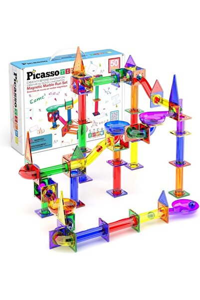 PicassoTiles لعبة مسار السباق المغناطيسي من الرخام، مجموعة ألعاب مكونة من 50 ...