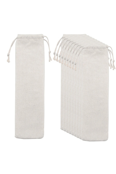 Choice White 10Pcs Reusable Storage Bag Storage Bundle Pocket Straw Velvet Ba...