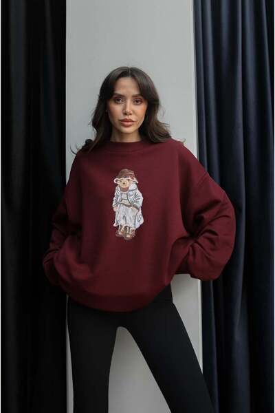Perry Boutique Hanorac supradimensionat cu imprimeu Teddy, fără glugă