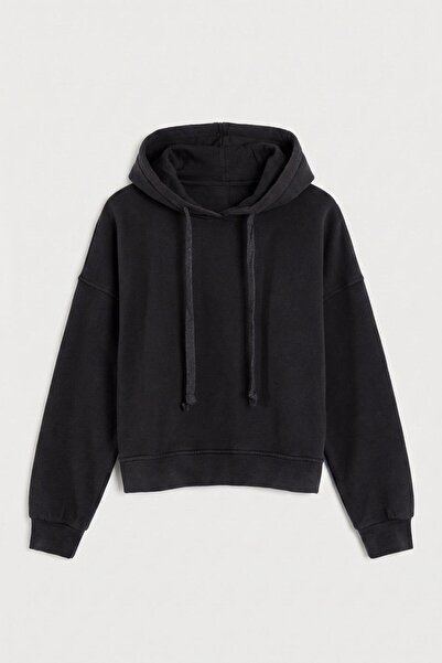 BSL Parça Boyalı Kapüşonlu Sweatshirt