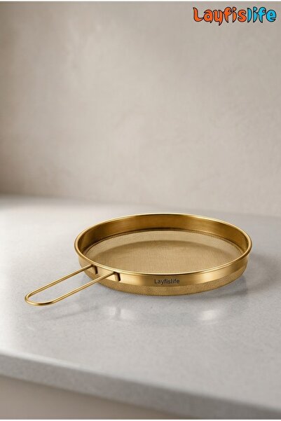 layfislife Gold 304 Paslanmaz Çelik Çap 12,5 cm, Saplı İnce Elek Süzgeç