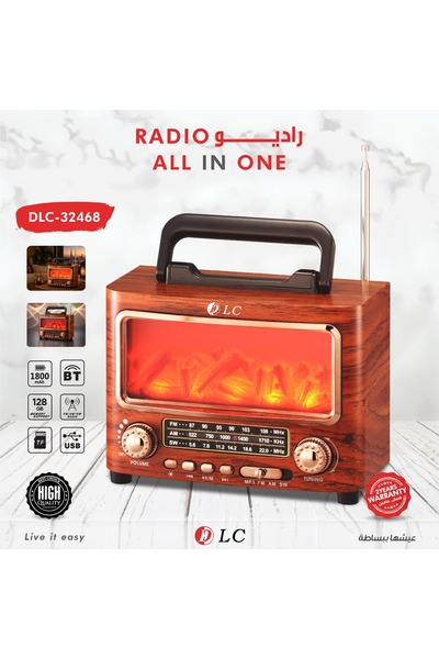 DLC راديو الكل في واحد (1800 مللي أمبير، بلوتوث، 128 جيجابايت، USB)