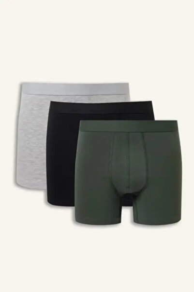 DeFacto Regular Fit Beli Lastikli 3'lü Pamuklu Boxer Seti I1733AX26AU