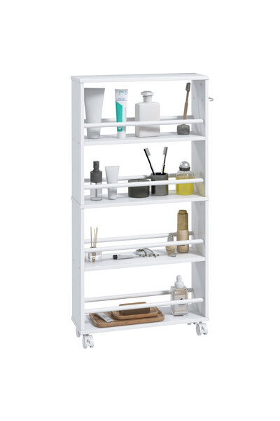 Generic Brand Etajeră multifuncțională pe roți, design îngust, 4 niveluri, 45...