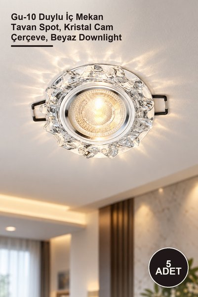 Yenilig 5 Adet CT-6595 Karanfil Dekoratif LED Çerçeveli Cam Spot – Gu-10 Duyl...