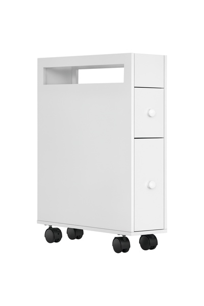 Generic Brand Cărucior de baie subțire/dulap rulant, design îngust, două sert...