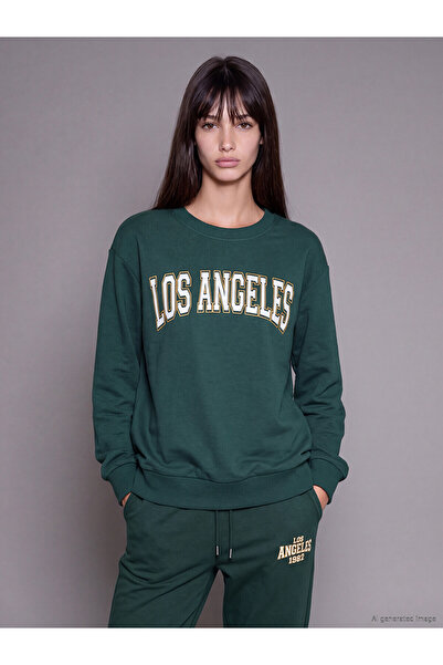 LC Waikiki Two Mt Shop Quality Xside Green Los Angeles Printed Women's Sweats...