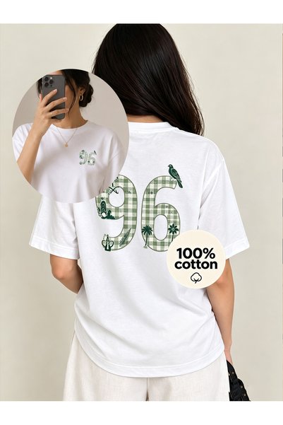 MUZİ Saudi National Day Men and Women's 100% Cotton T-Shirt Printed Round Nec...