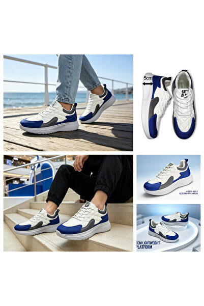 xihuiwa Men's diamond pattern thick sole casual sneakers 5cm hidden height in...