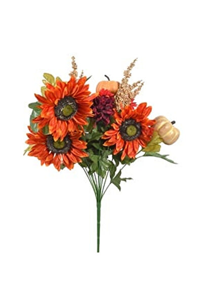 OEM Buchet Decorativ de Toamna cu Flori & Dovleac Portocaliu 52cm