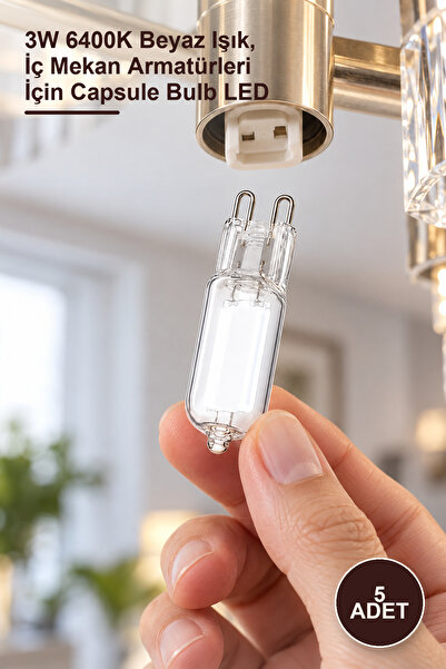 Yenilig 5 Adet CT-4221B G9 LED Kapsül Ampul – 3W 6400K Beyaz Işık, İç Mekan A...