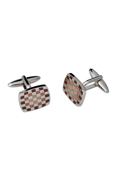 RENATO LANDINI Brown & Chrome Cufflinks/ Connection 6