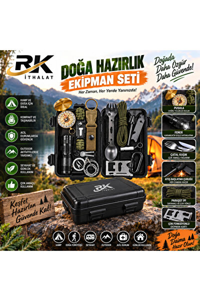 RK Cosmetic Çok Fonksiyonlu Doğa Hazırlık ve Kamp Ekipman Seti – Taşıma Kutul...