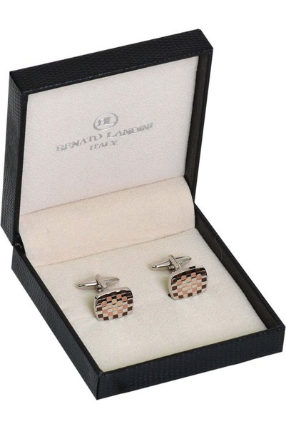 RENATO LANDINI Brown & Chrome Cufflinks/ Connection 6