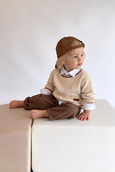 Minigimin Cicileri Striped Detailed Knitwear Sweater and Shirt Boys' 3-Piece ...