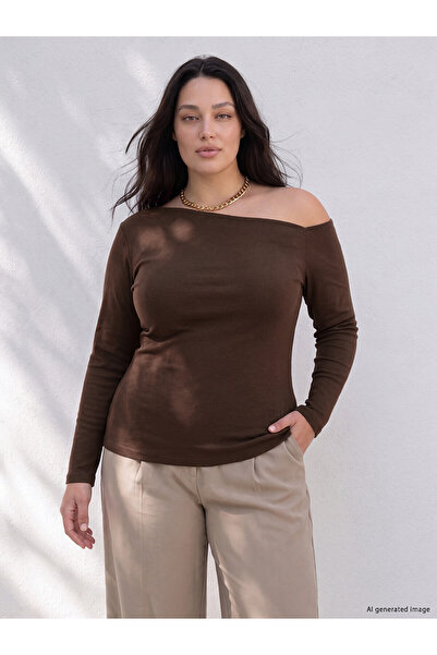 LC Waikiki Alita City with a Difference in Color, Lcw Curve Brown Combed Cott...