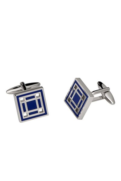 RENATO LANDINI Blue & Chrome Cufflinks/ Connection 13