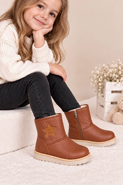 Mini Angel Girls' Boots Casual Boots Star Detailed Winter Boots Zippered Chil...