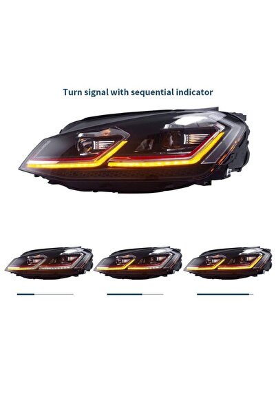AksoyTuning Volkswagen Golf 6 2008-2013 Uyumlu 7.5 Style Kırmızı Şeritli Led Far Seti LAM-T102