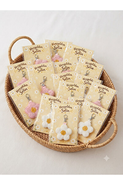 ps_studio.handmade El Yapımı Punch İşleme Papatya Çanta ve Anahtarlık Aksesua...