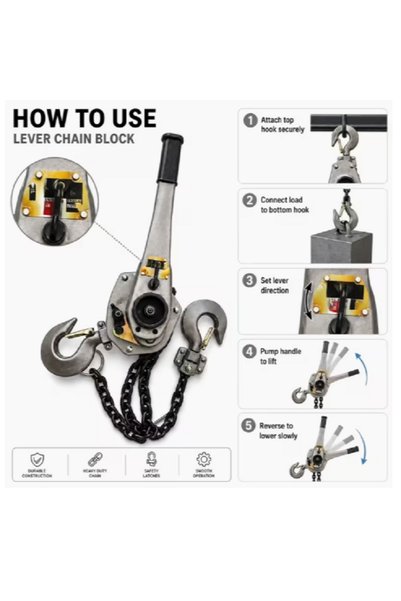 Generic Brand 3 Ton 1.5m Manual Chain Lever Block Hoist With Hooks – Heavy Du...