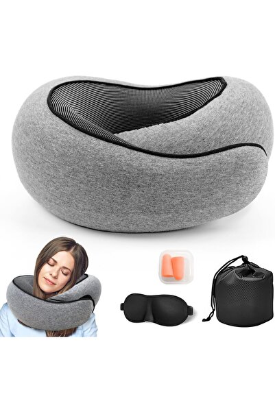 Arabest 2-in-1 Memory Foam Travel Neck Pillow Set,U-Shaped with Chin Support,...