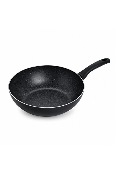 LAMART Leila Wok Pan 28cm, Black Non-Stick Deep Frying Pan for Stir-Frying, S...