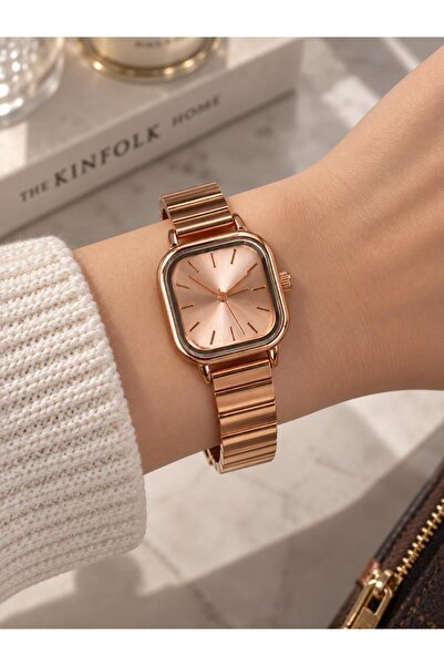 Kadın Rose Gold Dikdörtgen Kasa Kol Saati