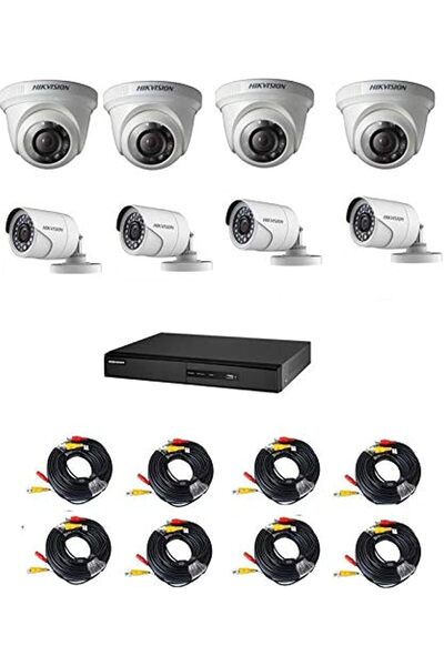 Hikvision CCTV Set with 8 Channel DVR K1 4 Indoor and Outdoor Cameras and Cab...