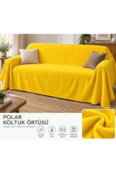 aktartekstil POLAR koltuk örtüsü & polar battaniye civciv sarısı :) 200x220cm