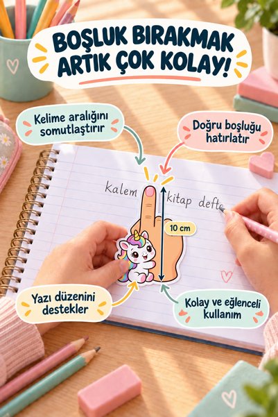 alışveriş kurdu 1. Sınıf Kelime Arası Boşluk Bırakma Parmağı 8’li – Unicorn Yazma Yardımcısı