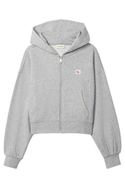 Calvin Klein A- FRENCH TERRY BADG, P79 Gri Kadın Ceket