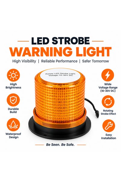 Generic ضوء تحذير دوار LED كهرماني اللون 10-30 فولت تيار مستمر مع قاعدة مغناط...