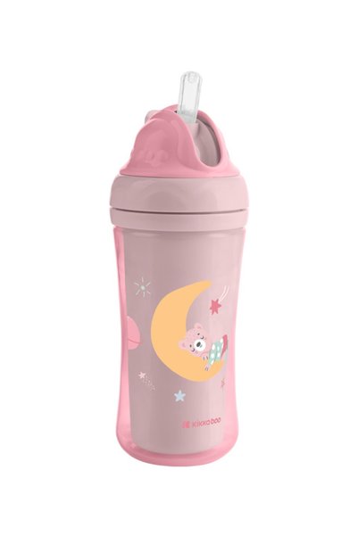 Kikka Boo Μπουκάλι με Λαβές και Καλαμάκι 220ml Moony me Ροζ 31302030079