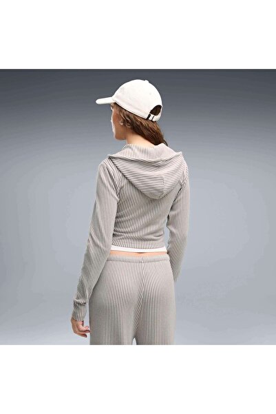Puma ESS Ribbed Hoodie Krem Kadın Sweatshirt
