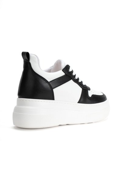 DYG STORE White High-Top Sneaker with Black Detail