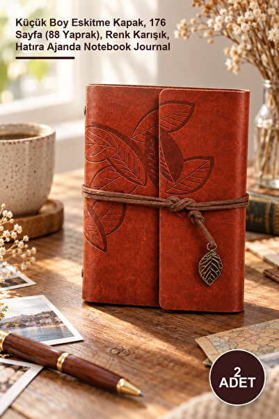 Yenilig 2 Pieces Retro Leather Memory Notebook – Small Size Vintage Cover, 17...