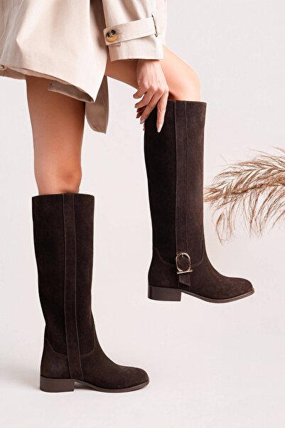 NOSEY SHOES ΜΟΝΤΕΛΟ ELİZ ΓΝΗΣΙΟ ΔΕΡΜΑ ΚΑΦΕ ΣΟΥΕΤ ΜΕ ΠΛΑΪΝΗ ΠΟΡΠΗ ΚΑΙ ΧΟΝΤΡΟ Τ...