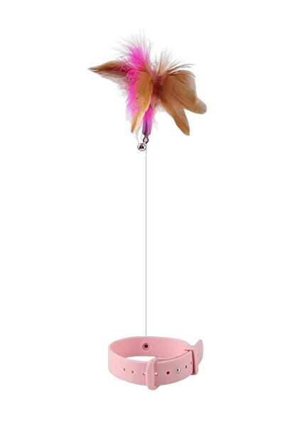 Arabest Interactive Cat Feather Collar Toy with Bells,Adjustable Silicone Nec...