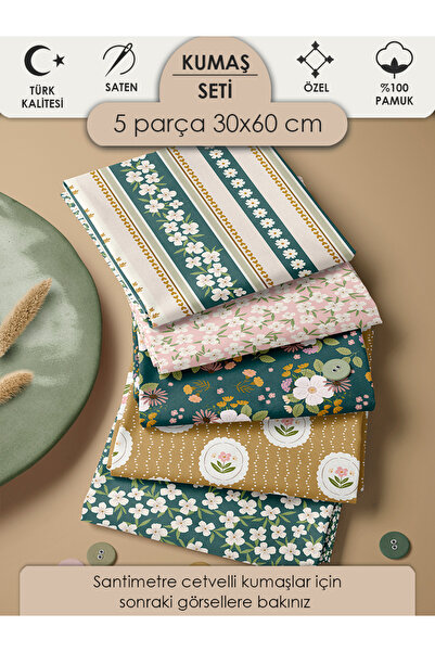 FabricMarket 100% Cotton Fabric Panel Set 5 Different Patterns 30X60 cm – Vin...