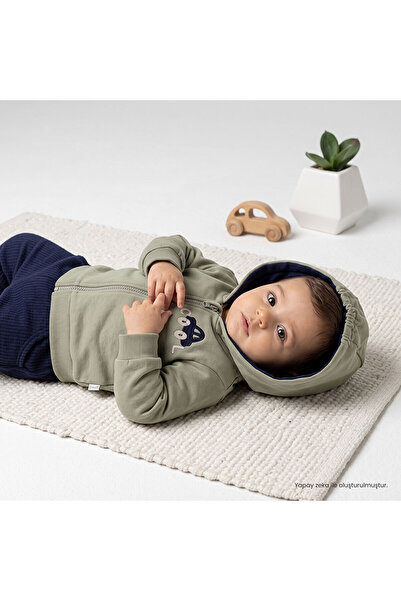 Bebetto Erkek Bebek Sweatshirt-Hırka-Alt Araba Baskılı Fermuarlı Bisiklet Yak...